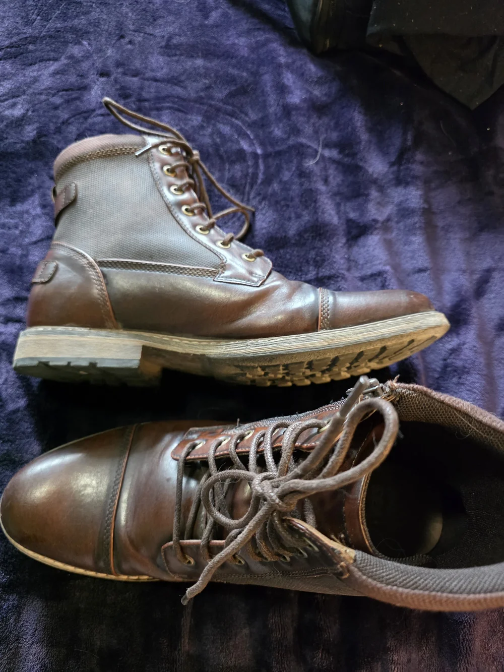 SONOMA Goods For Life Men’s Brown Cap Toe Lace Up Side Zip Boots